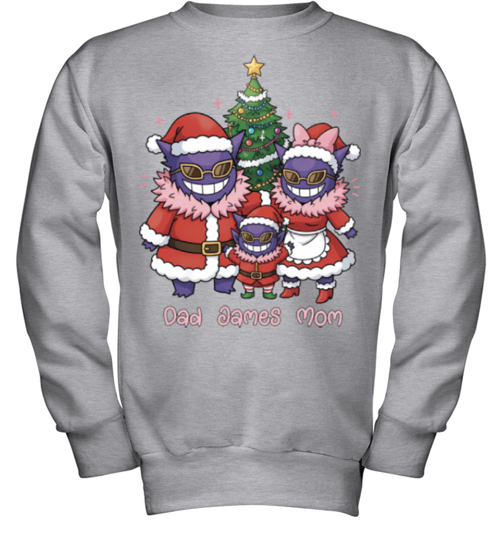 Gengar x Doflamingo Parents & Son Custom Name Christmas T-Shirt for Family