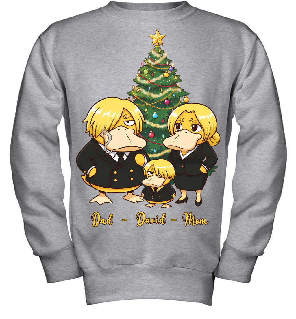 Vinsmoke Sanji x Psyduck Parents & Son Custom Name Christmas T-Shirt for Family