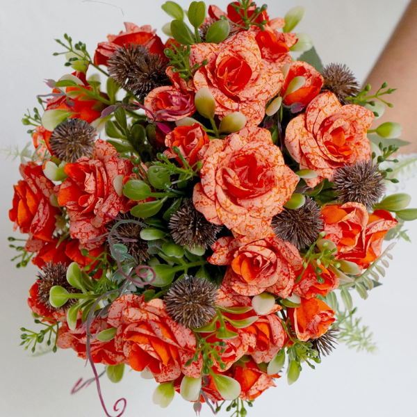Orange Fake Roses for Table Centerpiece, Wedding & Home Decor
