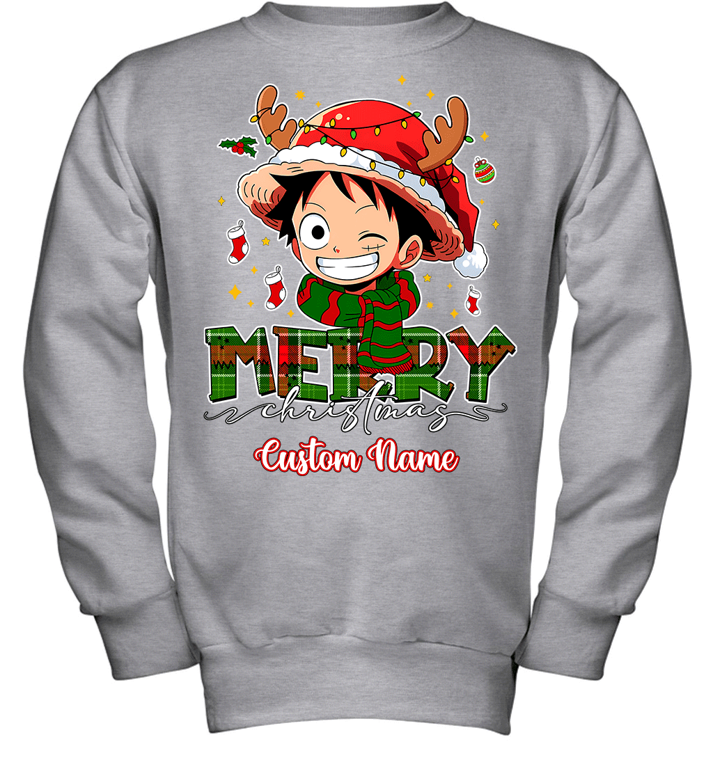 One Piece Monkey D. Luffy Christmas – Add Your Name For A Festive Touch Graphic T-shirt
