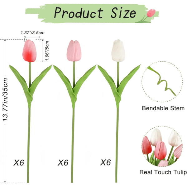 18PCS Real Touch Artificial Tulip Flowers