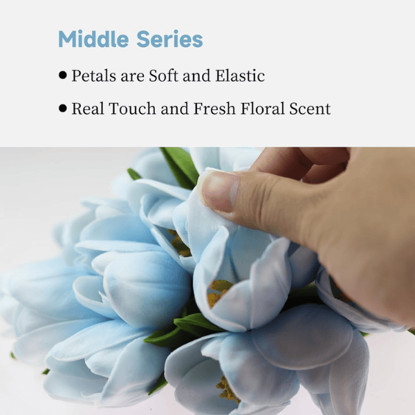 12PCS Light Blue Artificial Tulip Flowers