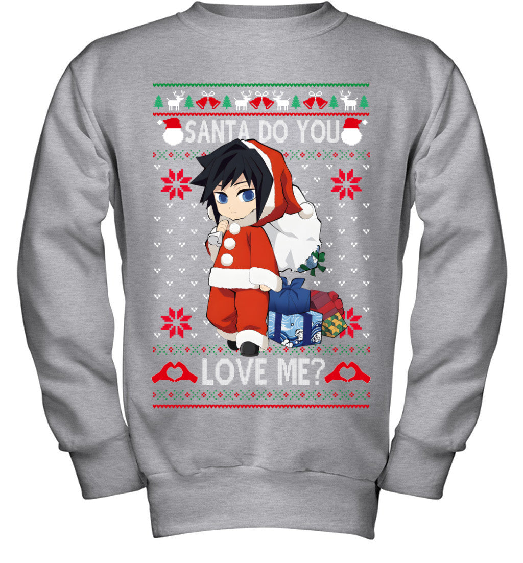 Giyu Tomioka Demon Slayer Santa Do You Love Me Ugly Christmas T-Shirt