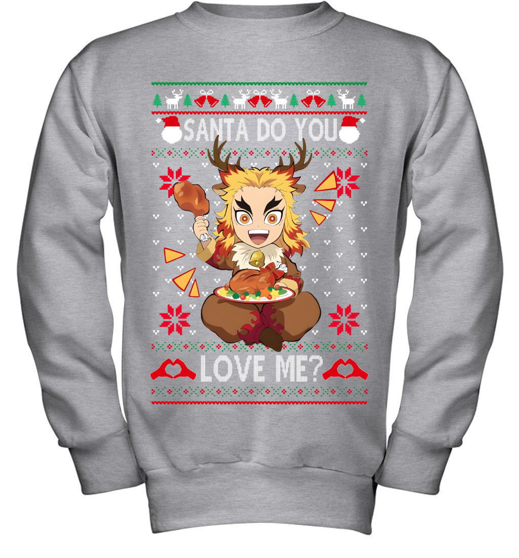 Kyojuro Rengoku Demon Slayer Santa Do You Love Me Ugly Christmas T-Shirt