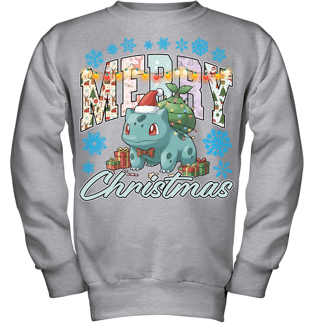 Bulbasaur Lights & Gifts Merry Christmas Graphic T-shirt
