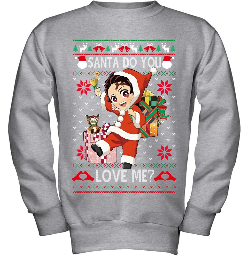 Tanjiro Kamado Demon Slayer Santa Do You Love Me Ugly Christmas T-Shirt