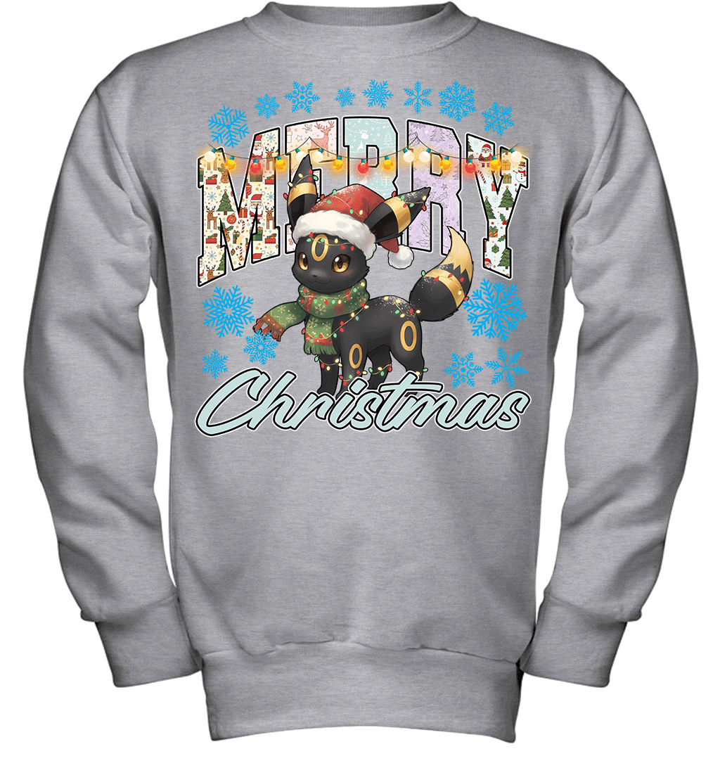 Umbreon Lights & Gifts Merry Christmas Graphic T-shirt