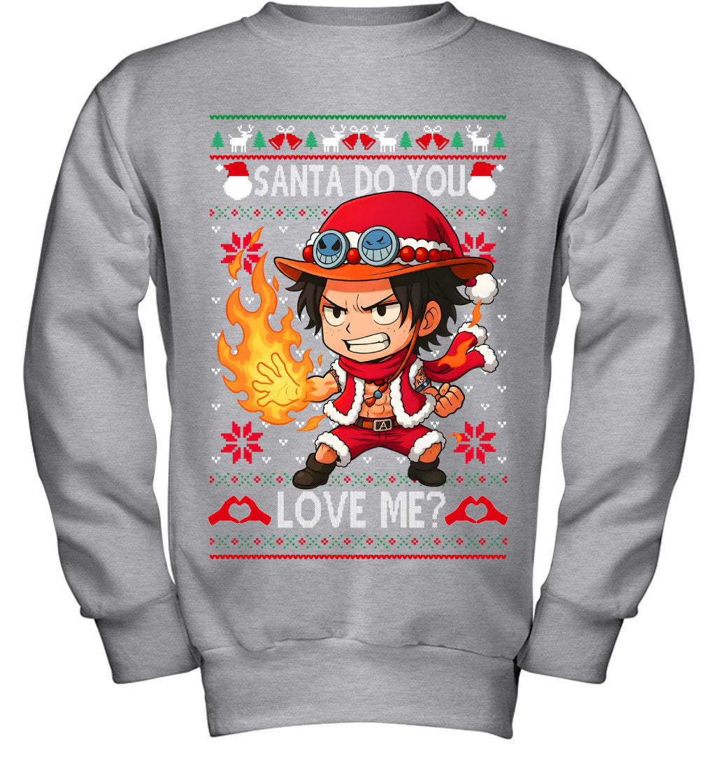 Portgas D. Ace One Piece Santa Do You Love Me Ugly Christmas T-Shirt