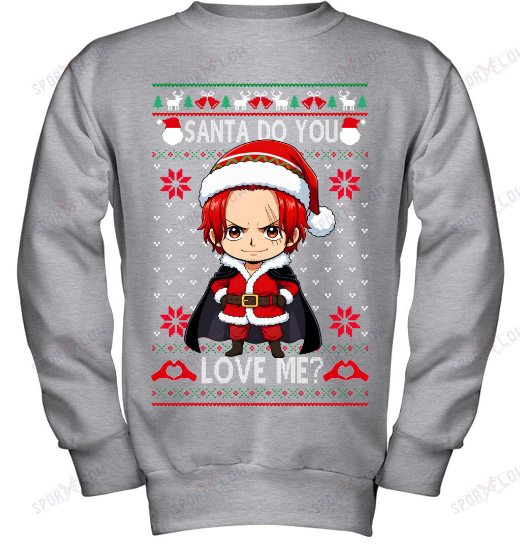 "Red Hair" Shanks One Piece Santa Do You Love Me Ugly Christmas T-Shirt