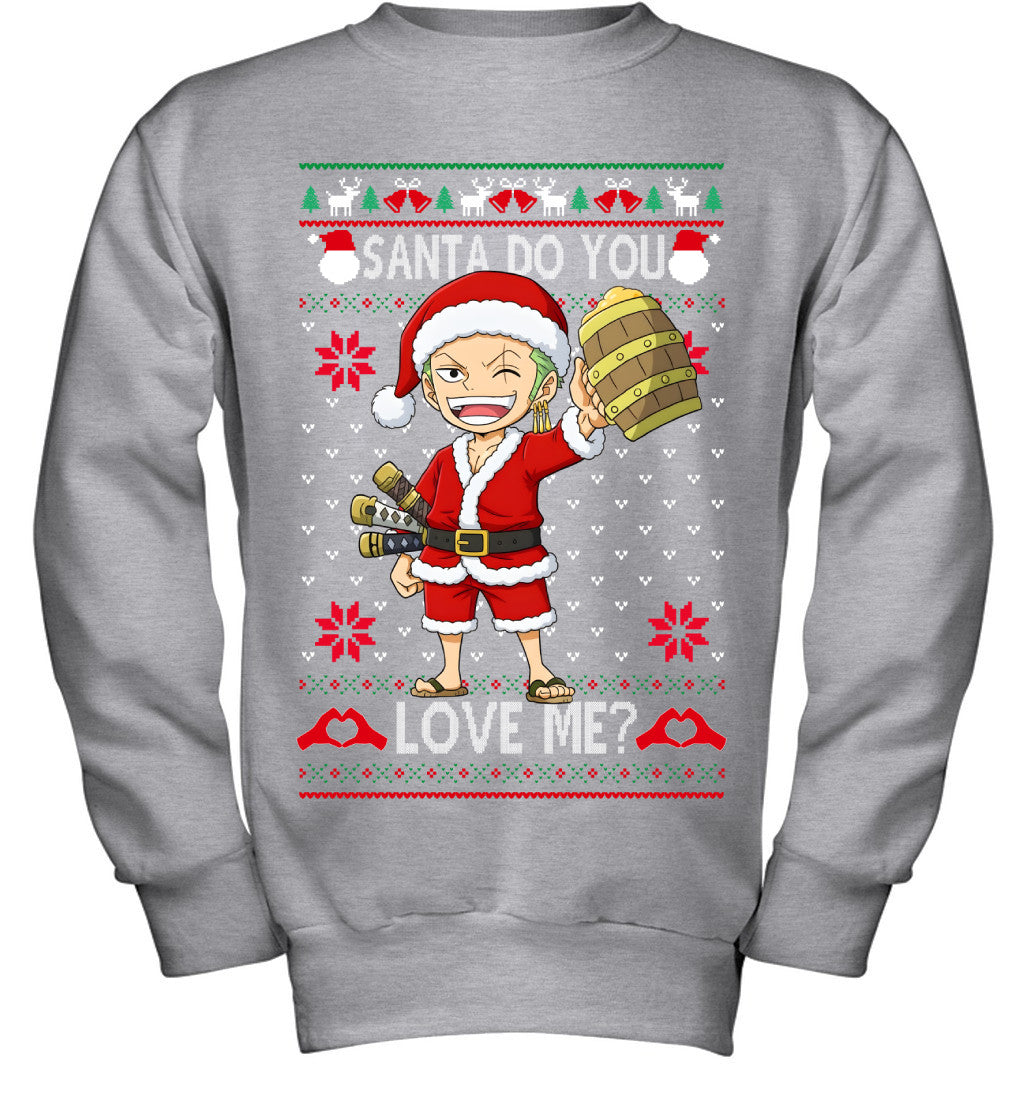 Roronoa Zoro One Piece Santa Do You Love Me Ugly Christmas T-Shirt