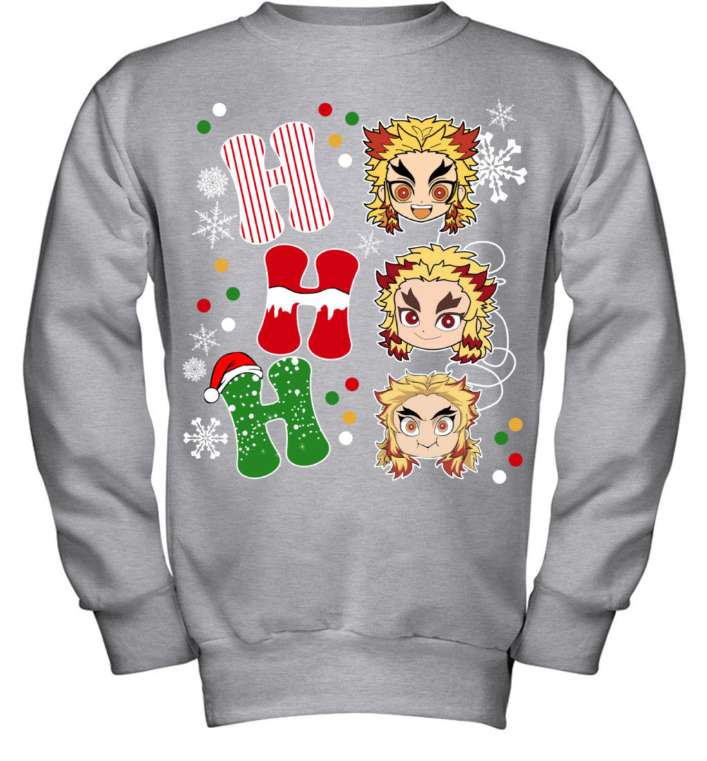 Kyojuro Rengoku Demon Slayer Ho Ho Ho Merry Christmas Graphic T-shirt