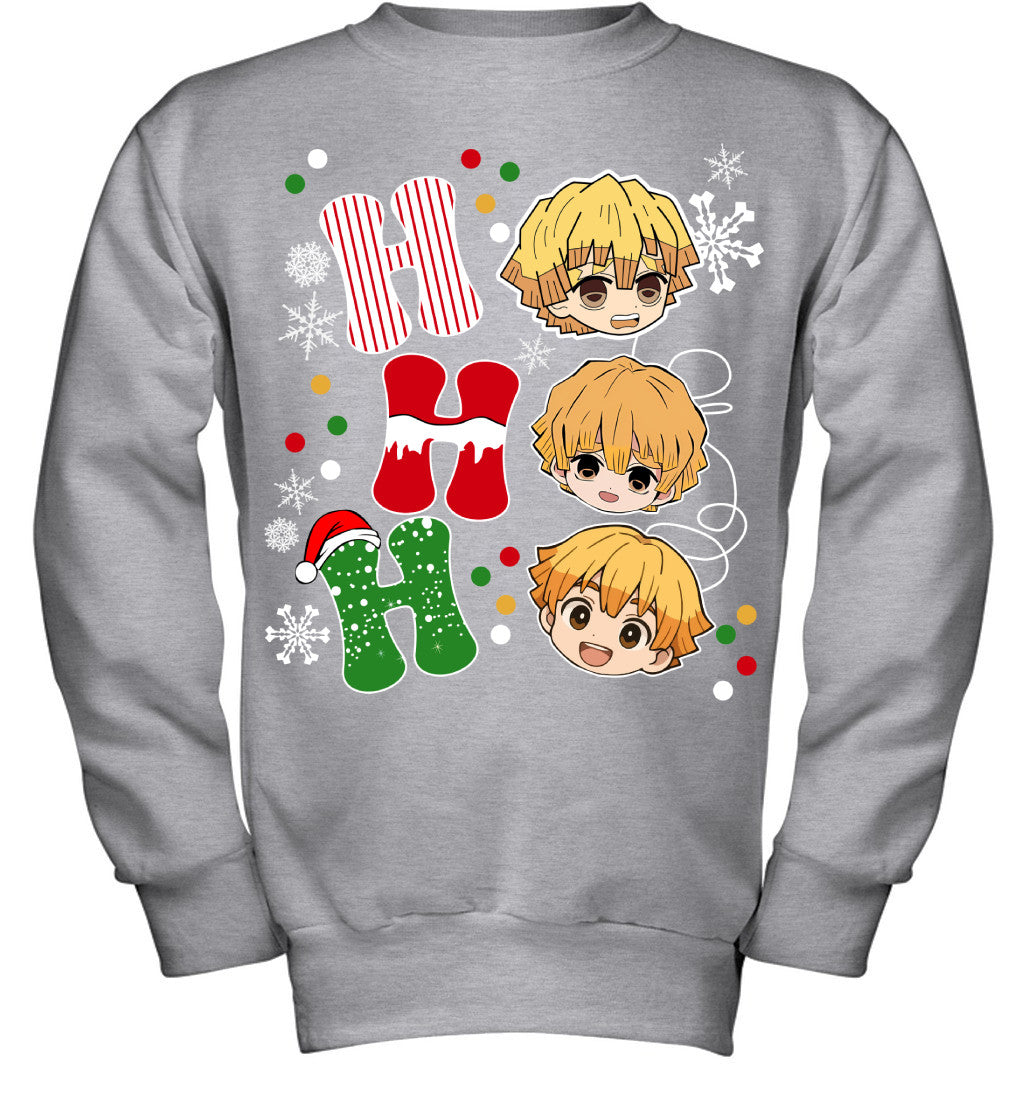 Zenitsu Agatsuma Demon Slayer Ho Ho Ho Merry Christmas Graphic T-shirt