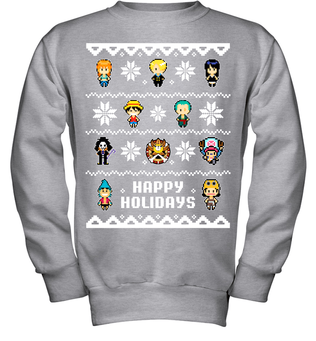 One Piece Straw Hat Crew Christmas Happy Holidays T-Shirt