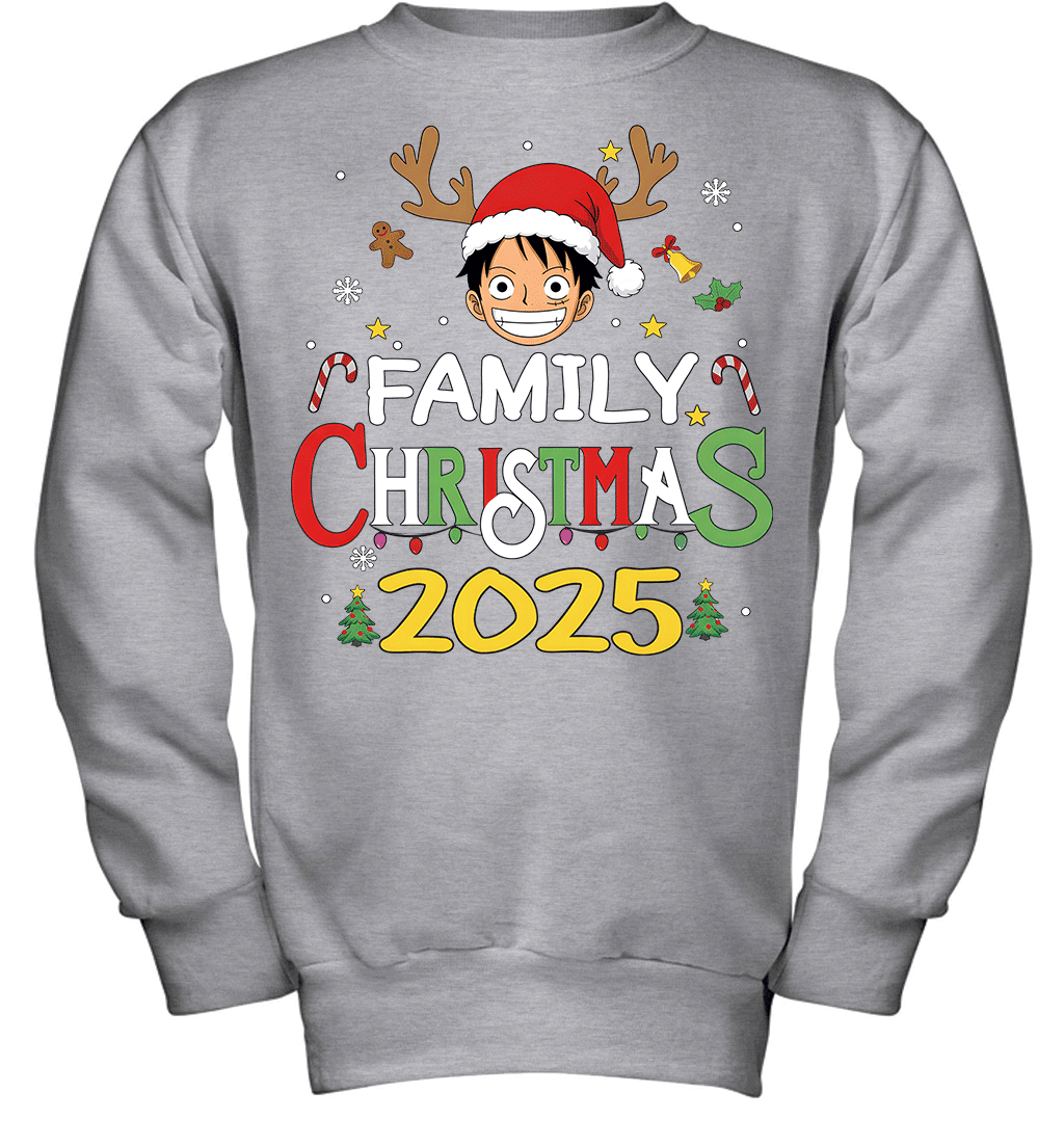 Merry Christmas 2025 With Monkey D. Luffy – Family Holiday Vibes Graphic T-shirt