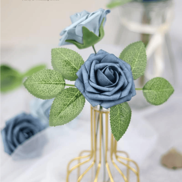50pcs Dusty Blue Artificial Foam Roses