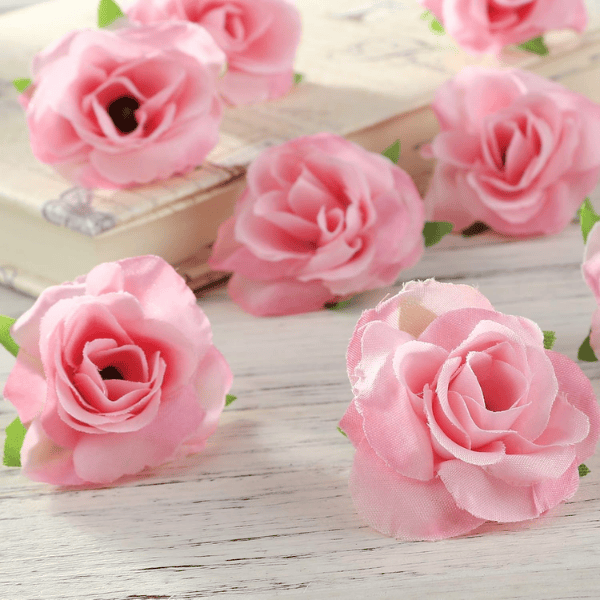 50pcs Pink Artificial Silk Roses