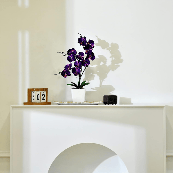 15" Dark Purple Artificial Silk Orchid Flower