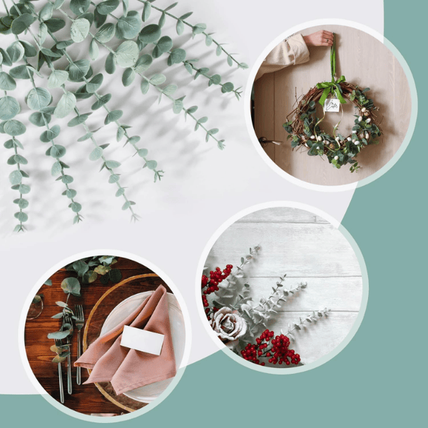 24pcs Artificial Eucalyptus Stems – Faux Greenery Branches for Wedding & Home