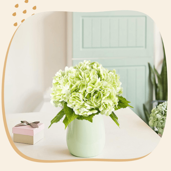 5Pcs Light Green Artificial Hydrangea Flowers