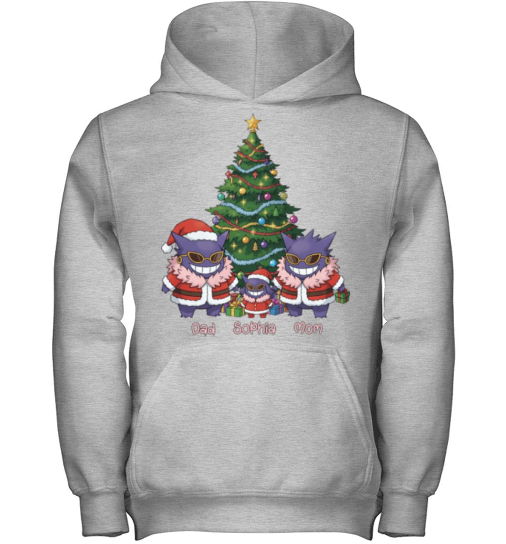 Gengar x Doflamingo Parents & Daughter Custom Name Christmas T-Shirt for Family