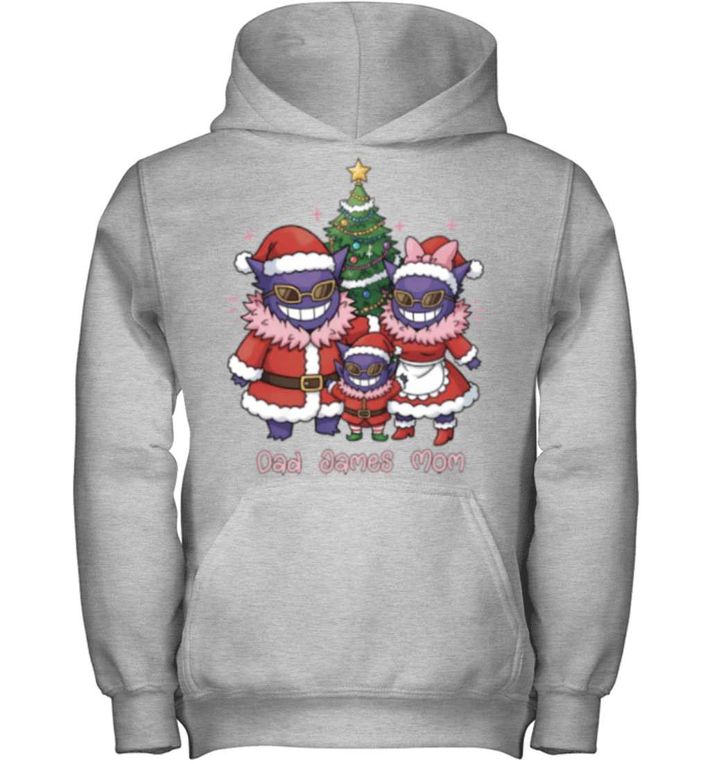 Gengar x Doflamingo Parents & Son Custom Name Christmas T-Shirt for Family