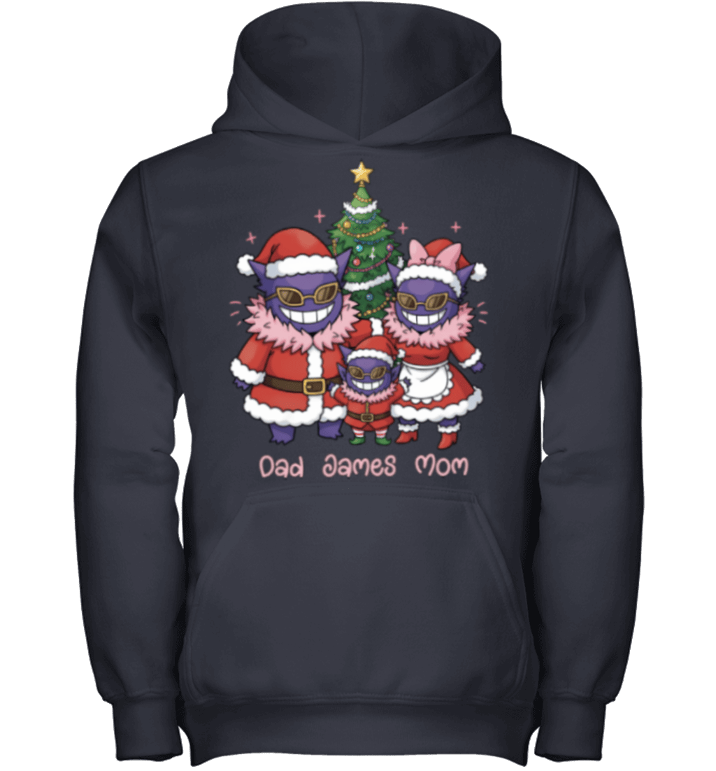 Gengar x Doflamingo Parents & Son Custom Name Christmas T-Shirt for Family