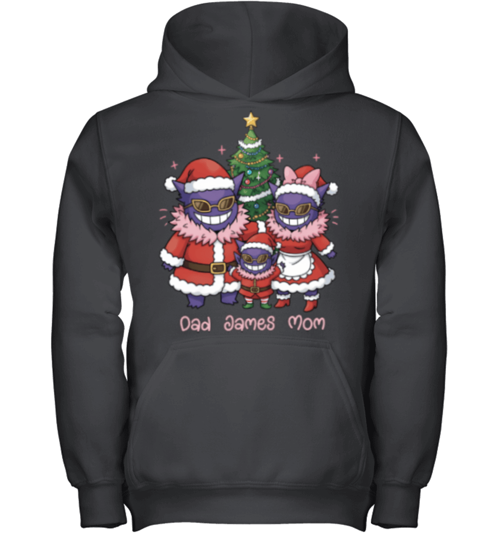 Gengar x Doflamingo Parents & Son Custom Name Christmas T-Shirt for Family