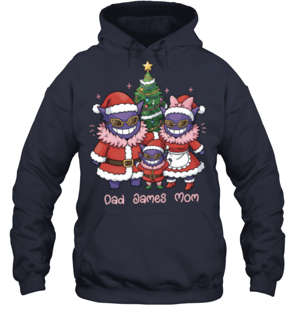 Gengar x Doflamingo Parents & Son Custom Name Christmas T-Shirt for Family