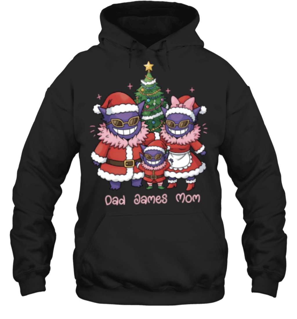 Gengar x Doflamingo Parents & Son Custom Name Christmas T-Shirt for Family