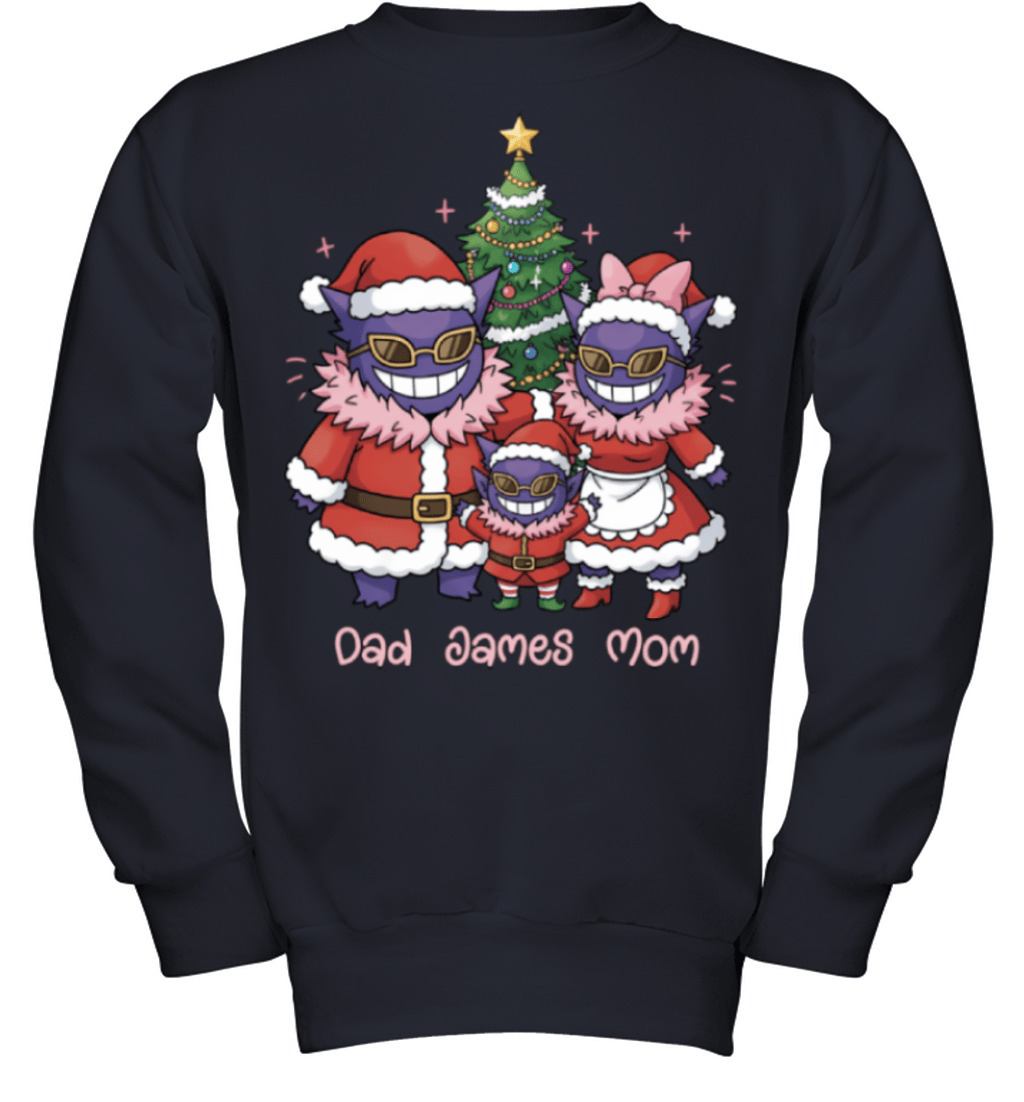 Gengar x Doflamingo Parents & Son Custom Name Christmas T-Shirt for Family