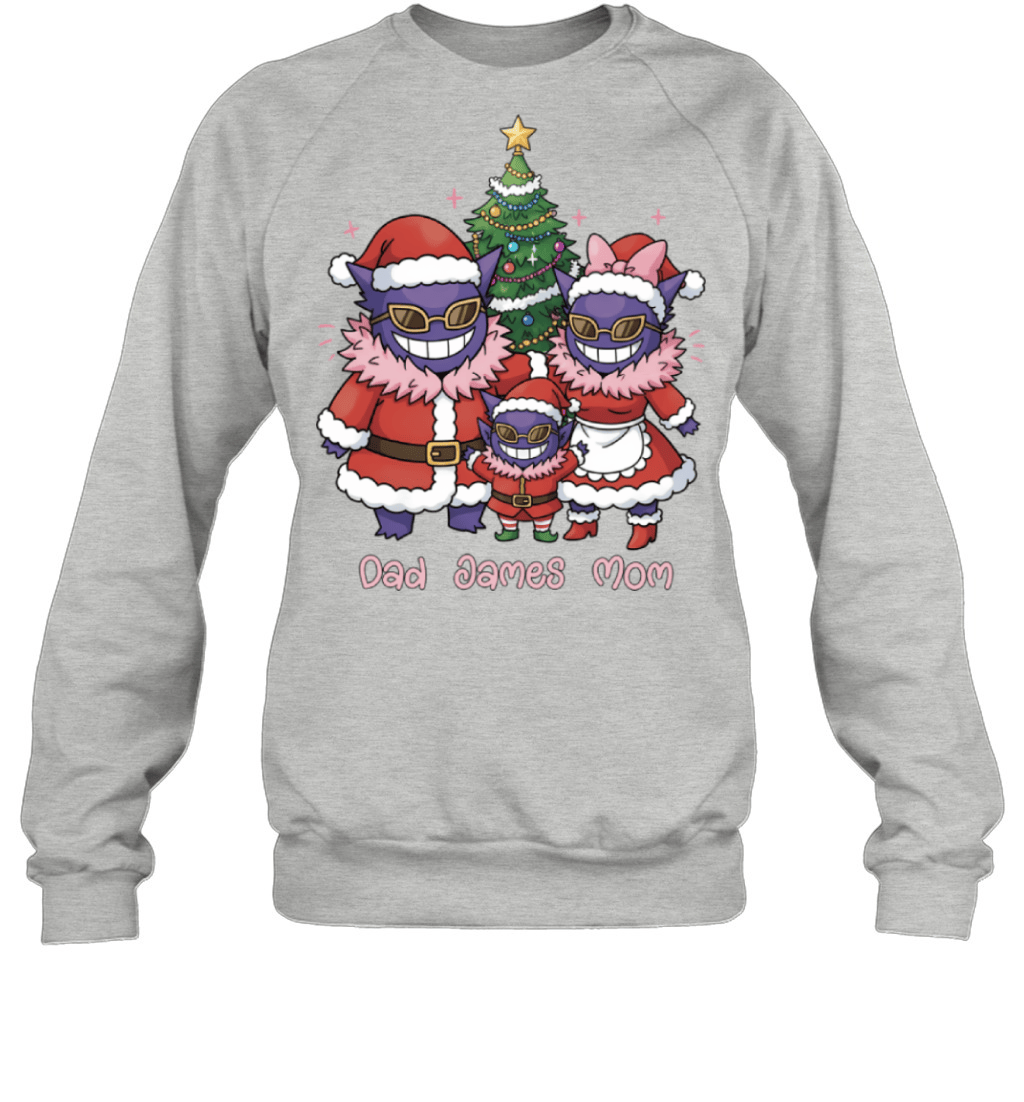 Gengar x Doflamingo Parents & Son Custom Name Christmas T-Shirt for Family