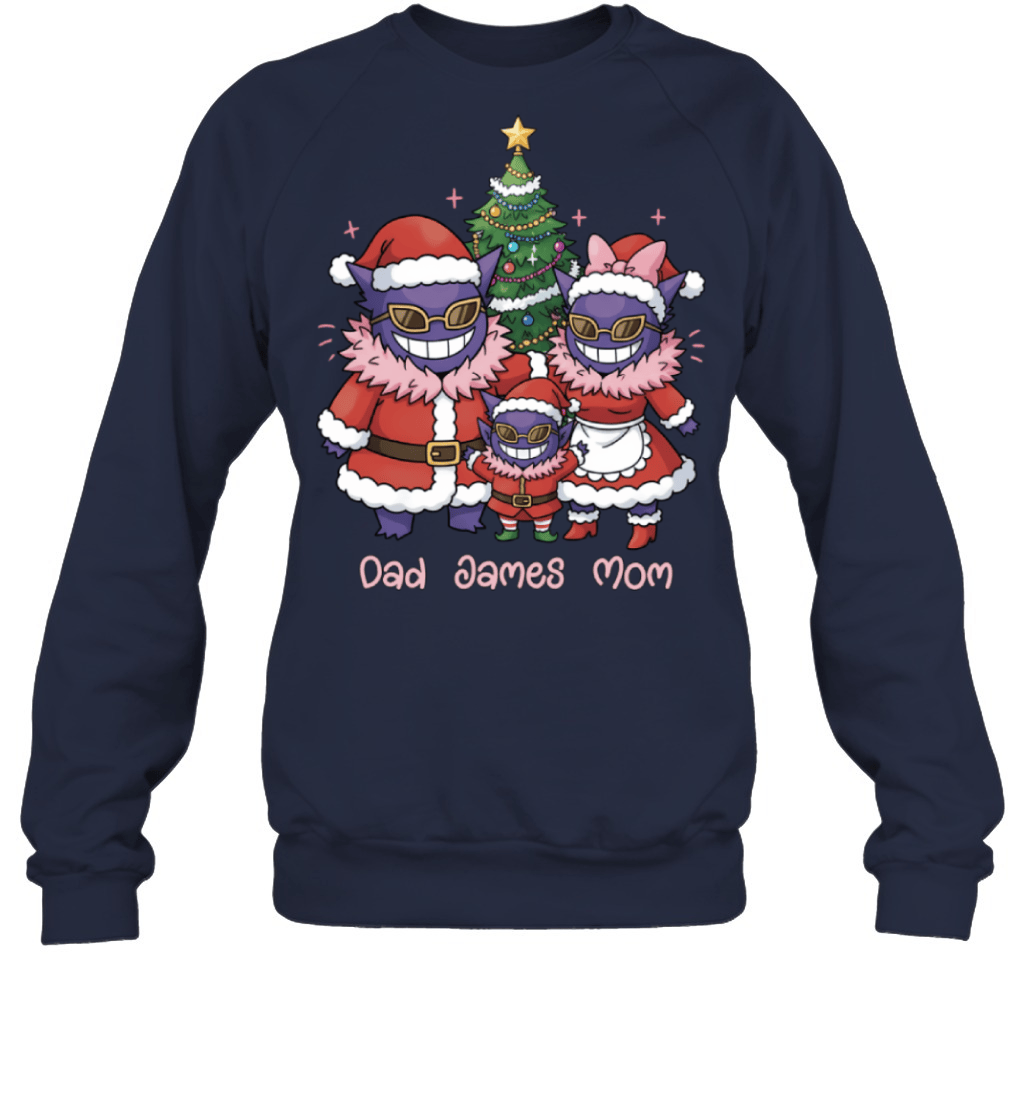 Gengar x Doflamingo Parents & Son Custom Name Christmas T-Shirt for Family