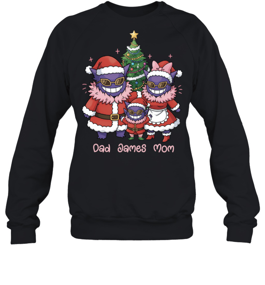 Gengar x Doflamingo Parents & Son Custom Name Christmas T-Shirt for Family