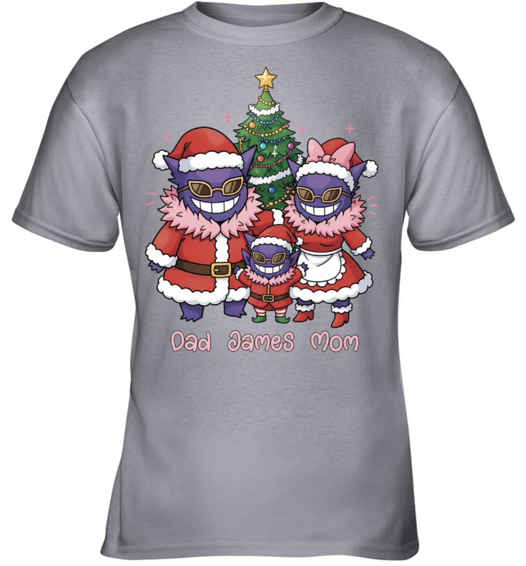 Gengar x Doflamingo Parents & Son Custom Name Christmas T-Shirt for Family