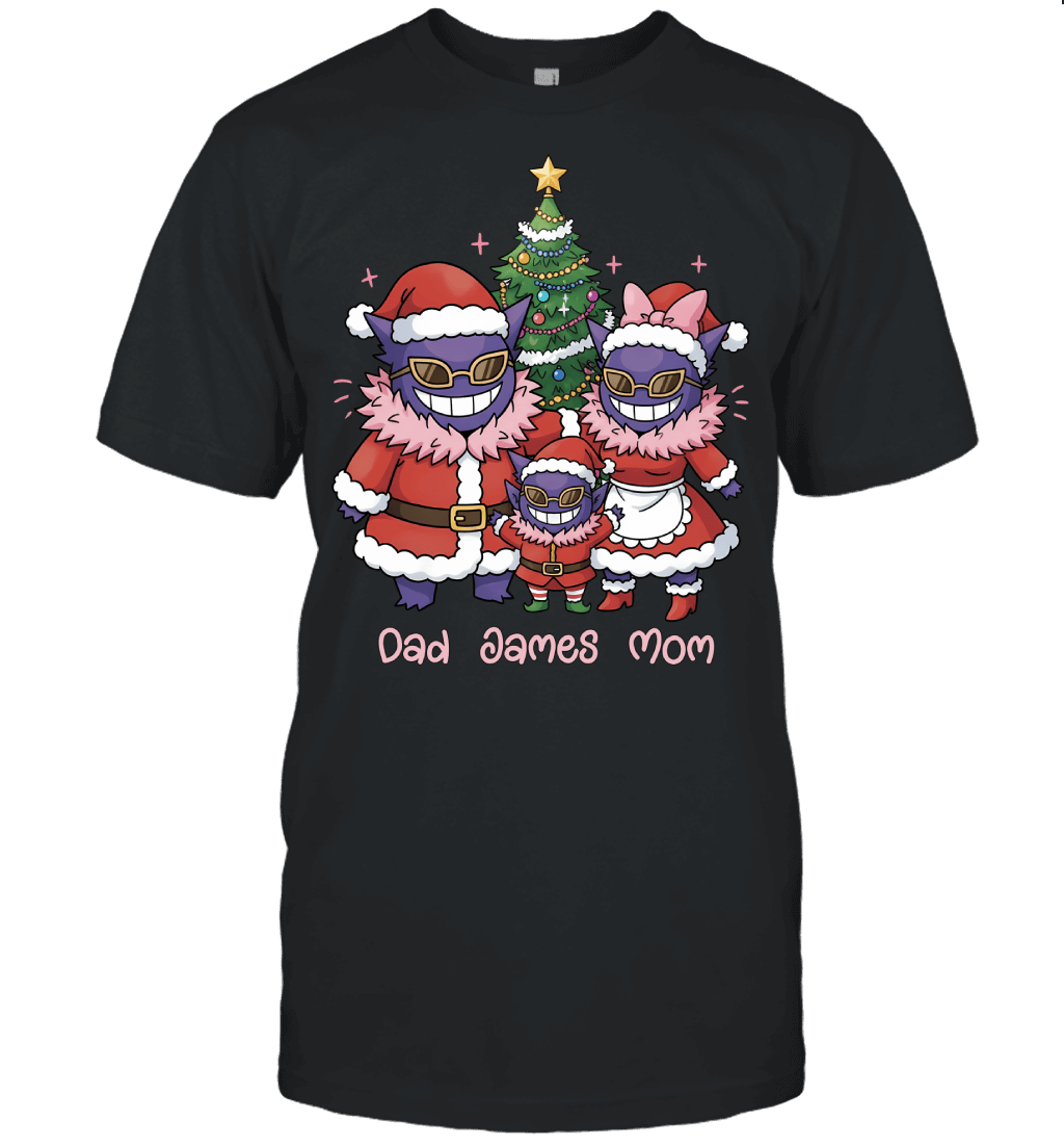 Gengar x Doflamingo Parents & Son Custom Name Christmas T-Shirt for Family
