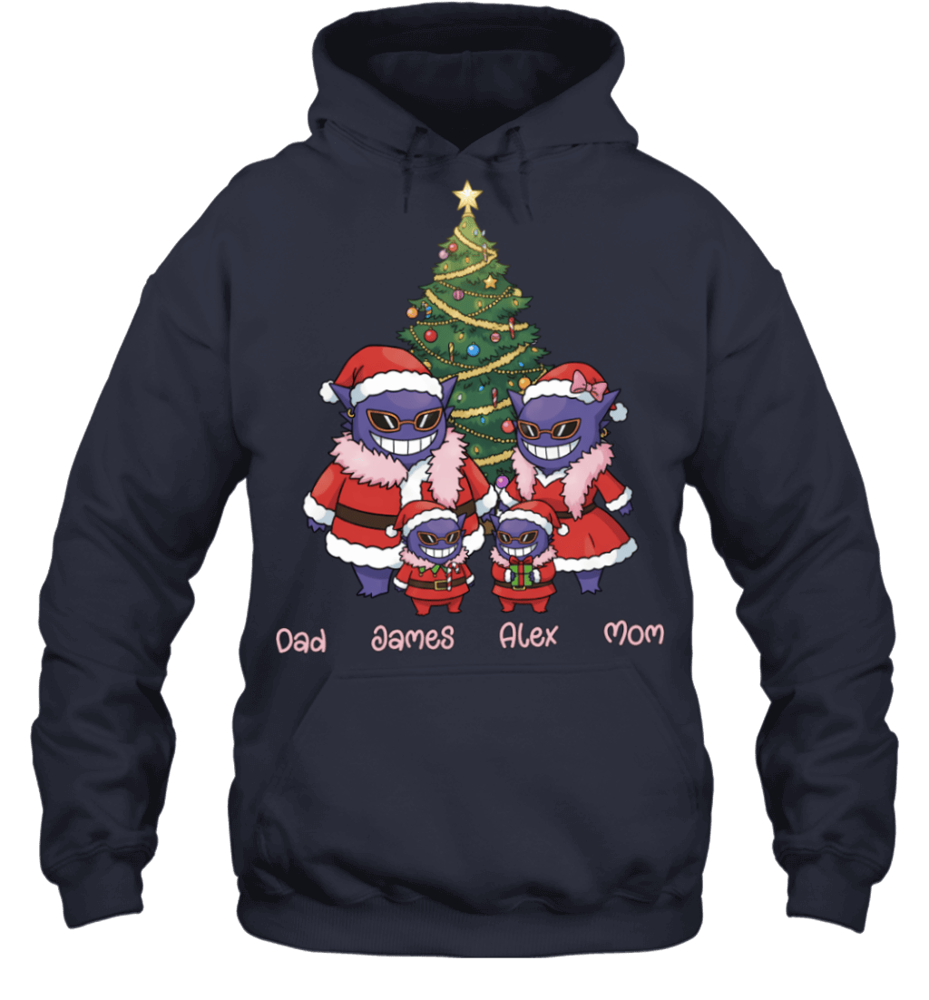 Gengar x Doflamingo Parents & Sons Custom Name Christmas T-Shirt for Family