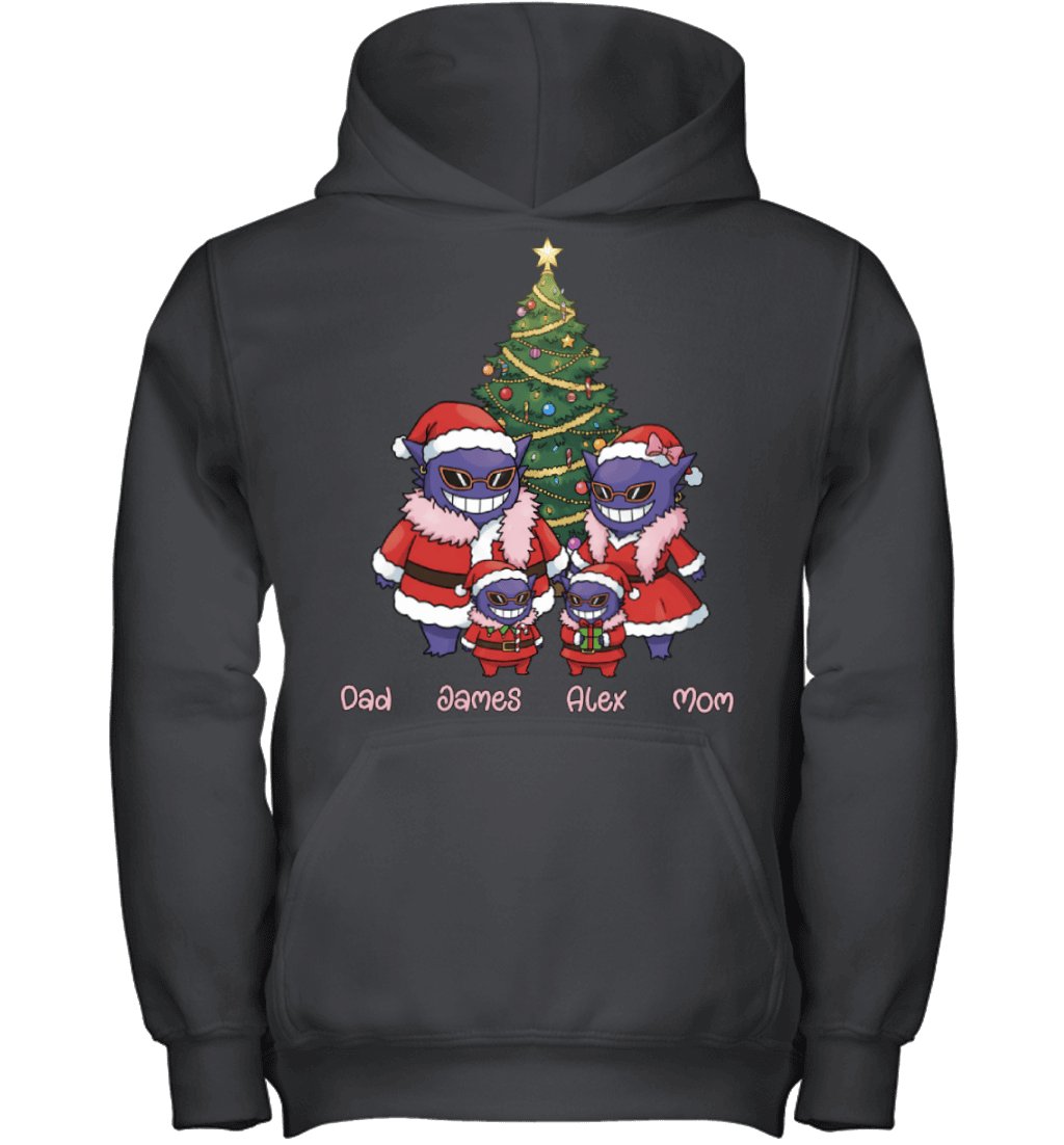 Gengar x Doflamingo Parents & Sons Custom Name Christmas T-Shirt for Family