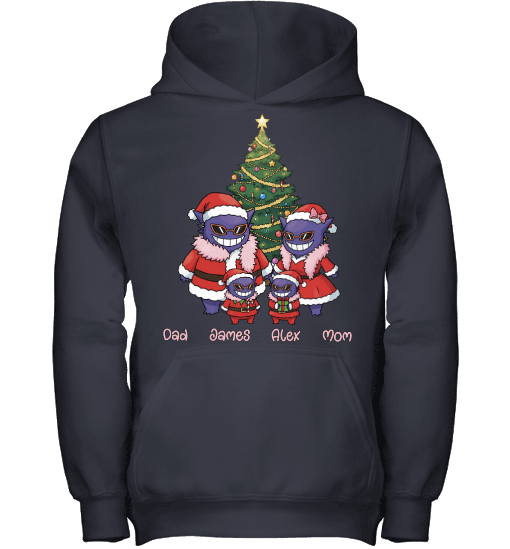 Gengar x Doflamingo Parents & Sons Custom Name Christmas T-Shirt for Family