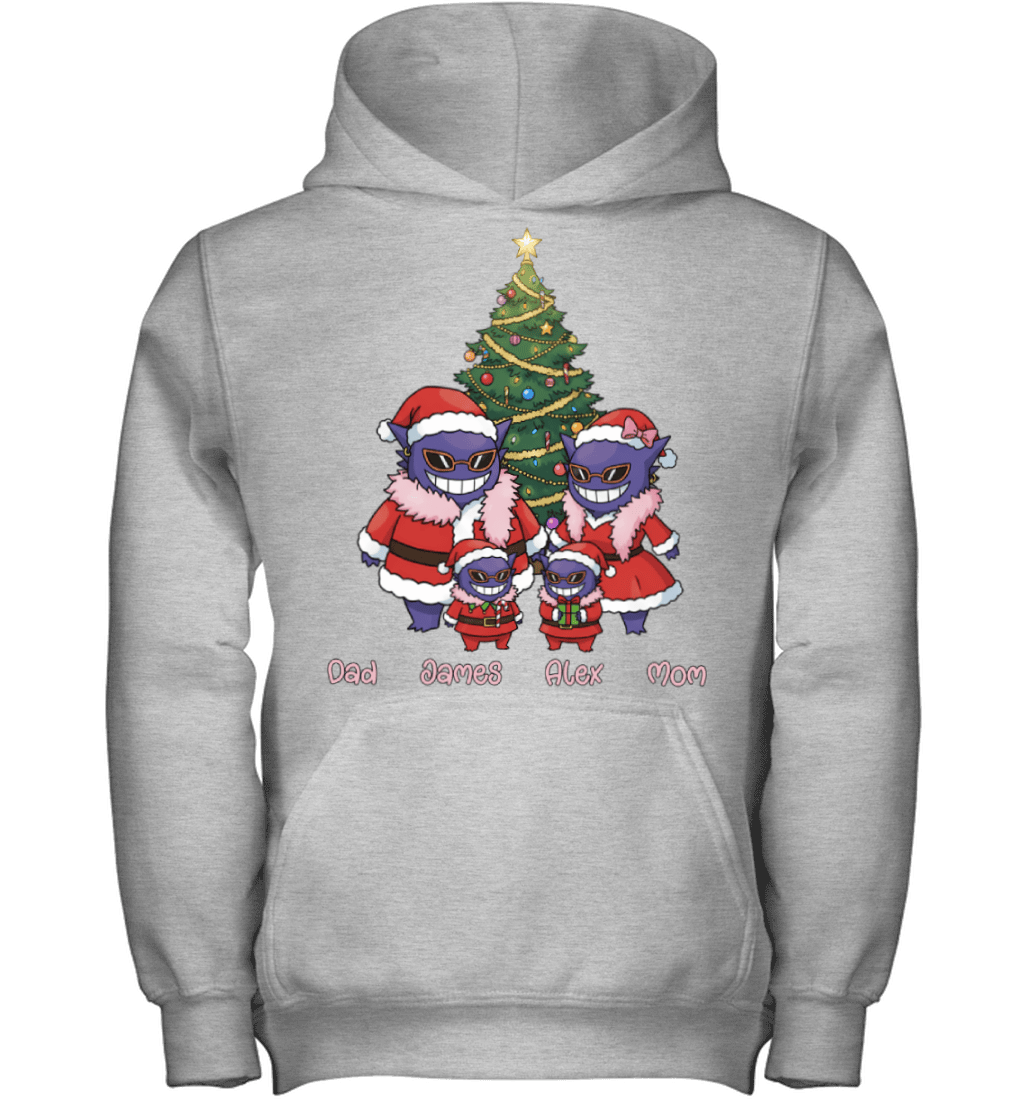 Gengar x Doflamingo Parents & Sons Custom Name Christmas T-Shirt for Family
