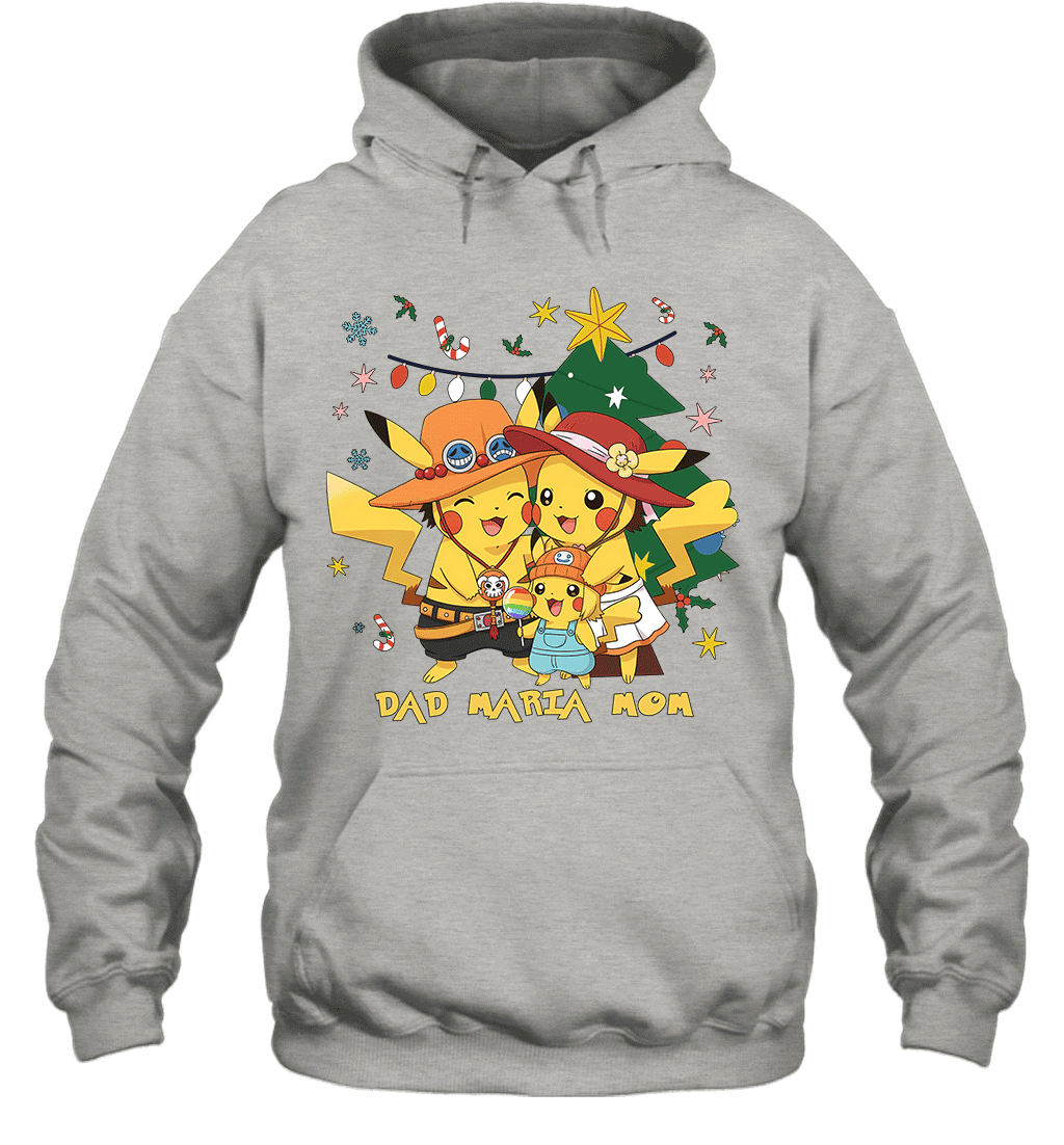 Pikachu x Portgas D. Ace Christmas Family Parents And Daughter Graphic T-shirt