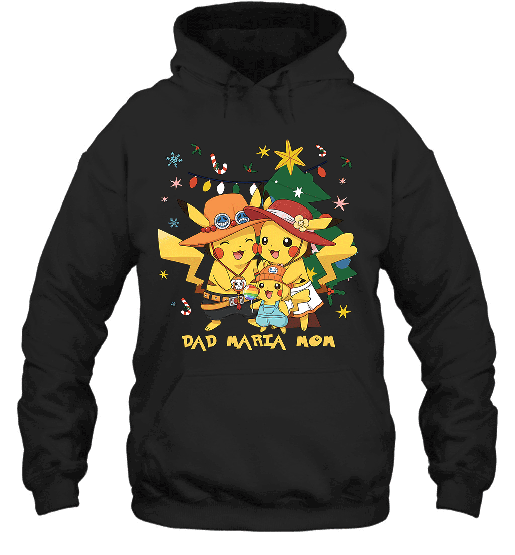 Pikachu x Portgas D. Ace Christmas Family Parents And Daughter Graphic T-shirt