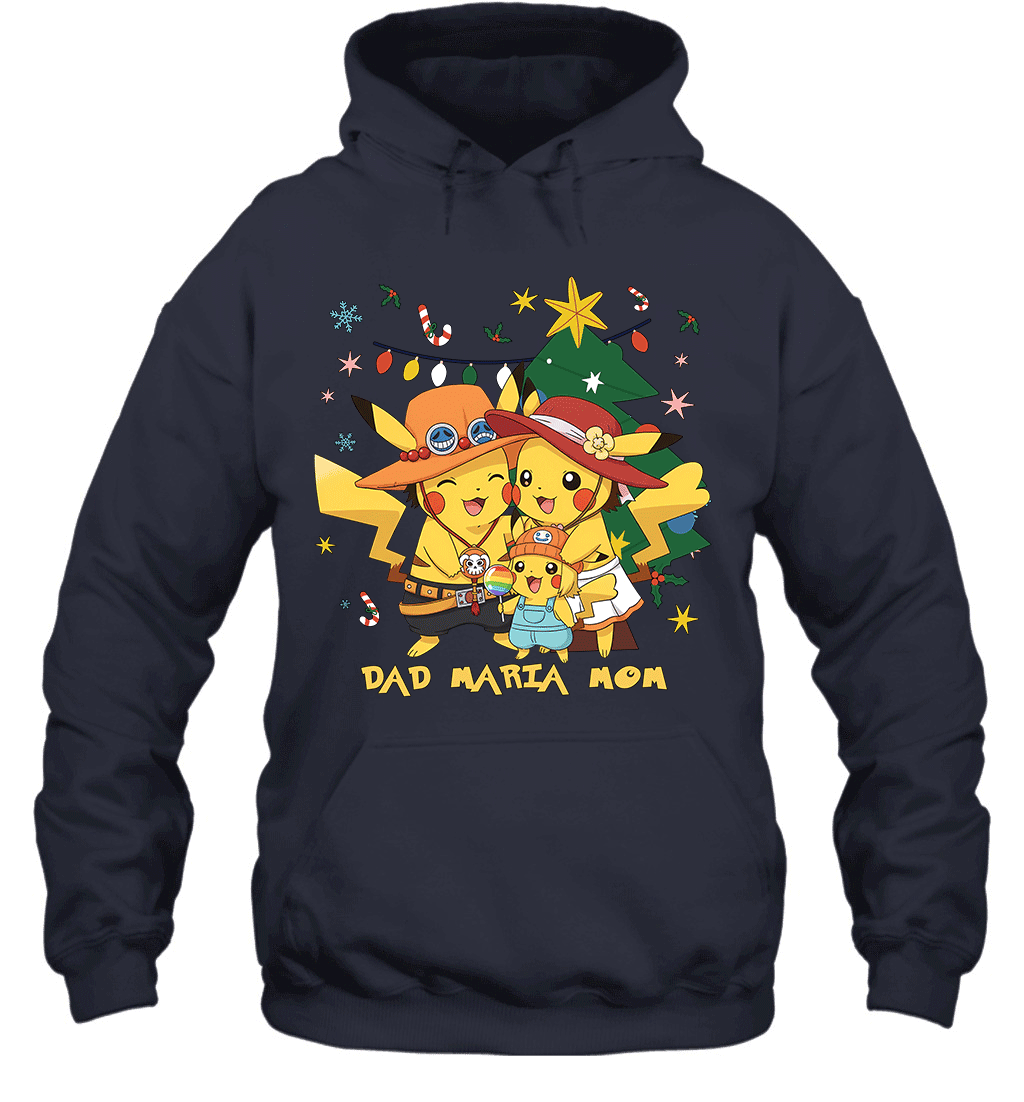 Pikachu x Portgas D. Ace Christmas Family Parents And Daughter Graphic T-shirt