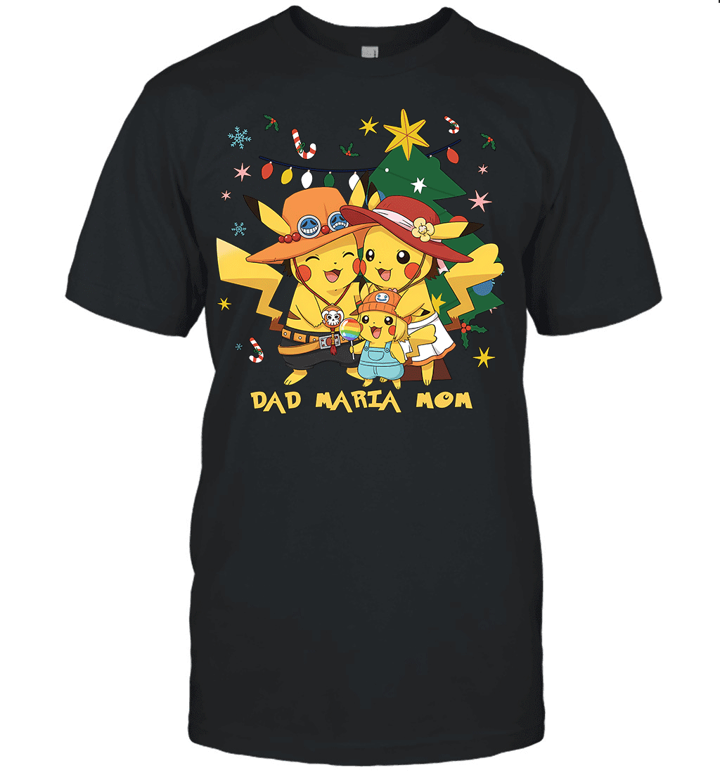 Pikachu x Portgas D. Ace Christmas Family Parents And Daughter Graphic T-shirt