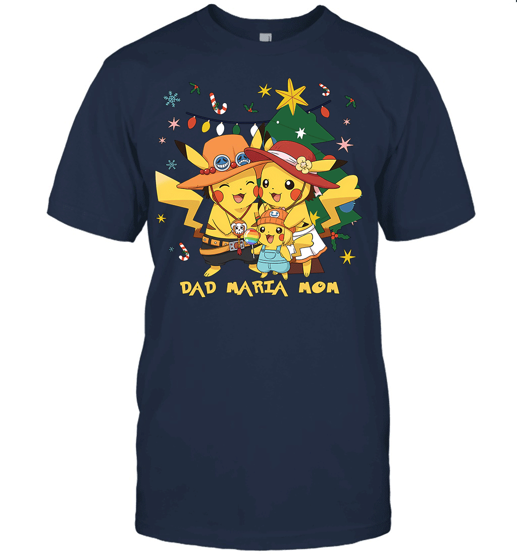 Pikachu x Portgas D. Ace Christmas Family Parents And Daughter Graphic T-shirt
