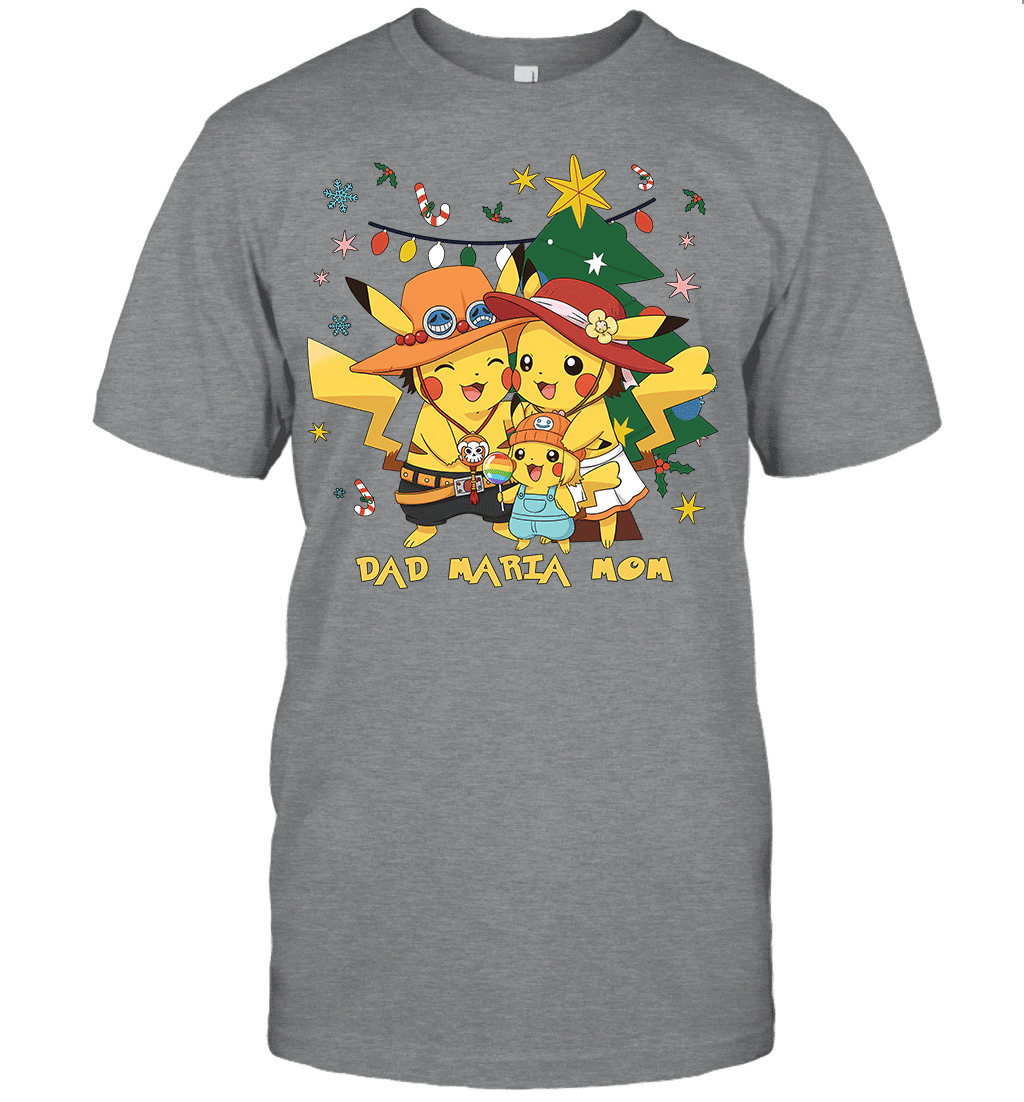 Pikachu x Portgas D. Ace Christmas Family Parents And Daughter Graphic T-shirt