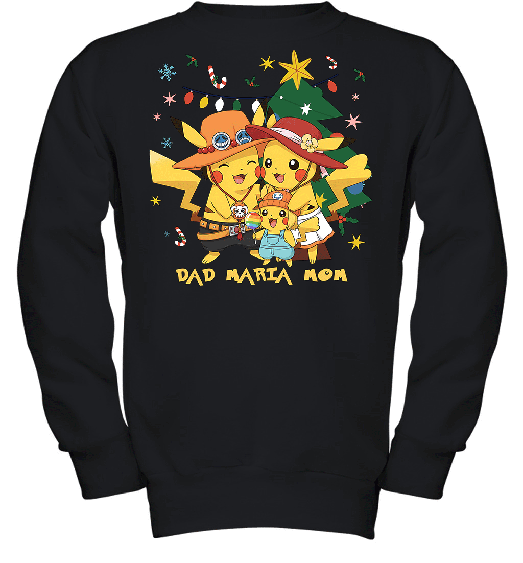 Pikachu x Portgas D. Ace Christmas Family Parents And Daughter Graphic T-shirt