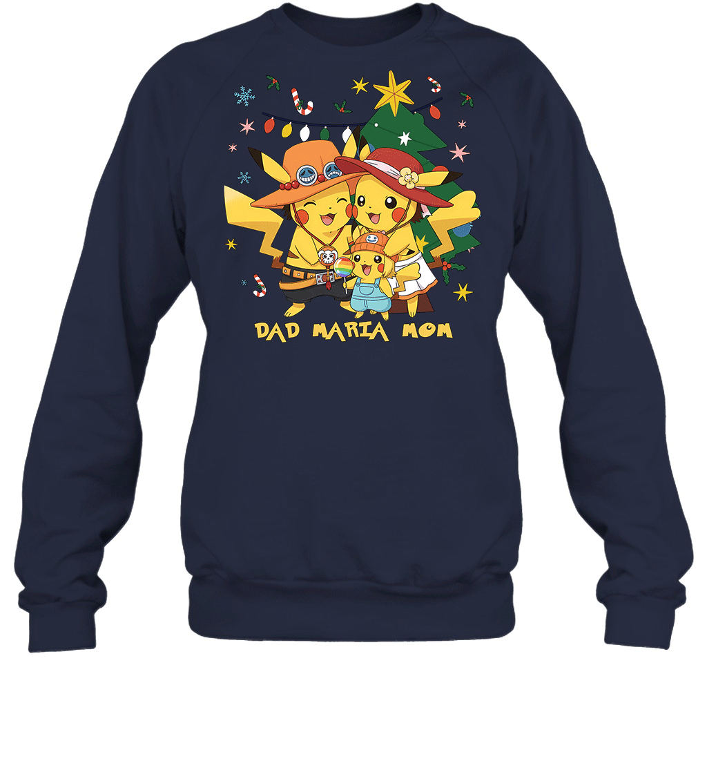 Pikachu x Portgas D. Ace Christmas Family Parents And Daughter Graphic T-shirt