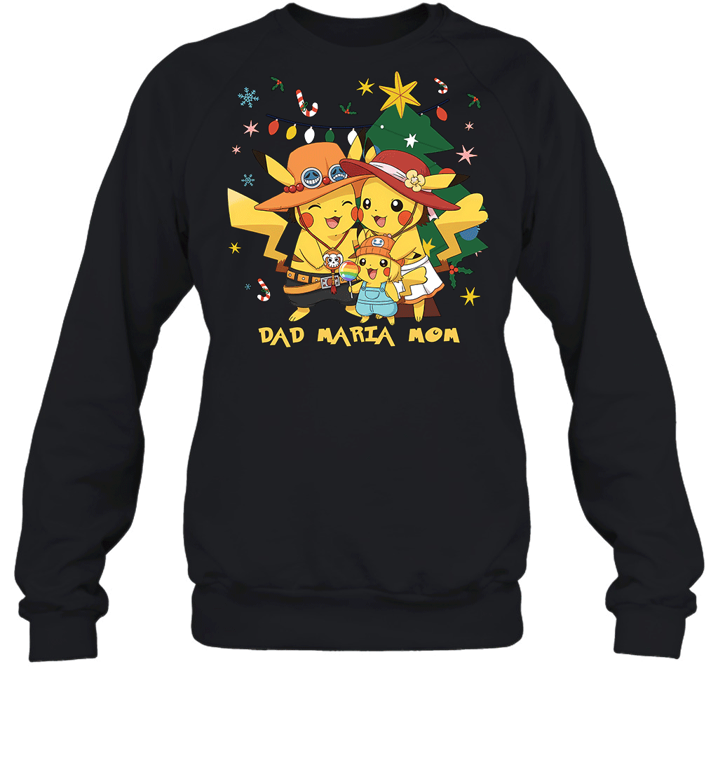 Pikachu x Portgas D. Ace Christmas Family Parents And Daughter Graphic T-shirt