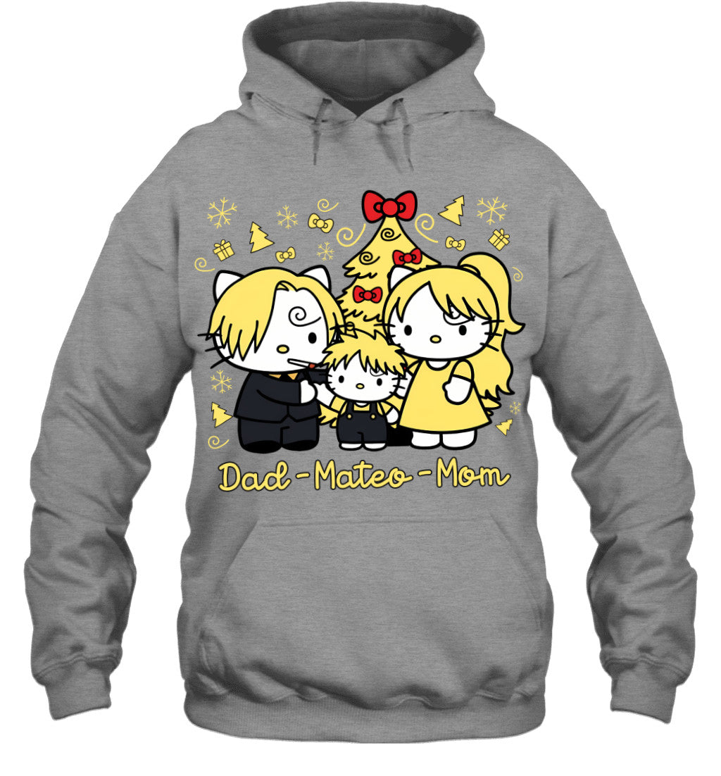Hello Kitty x Vinsmoke Sanji Parents & Son Custom Name Christmas T-Shirt for Family