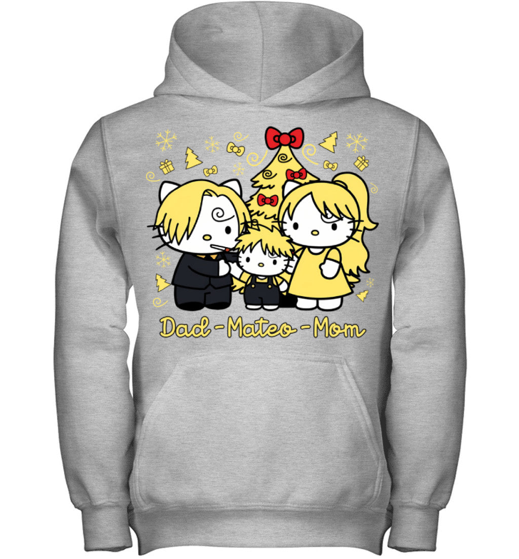 Hello Kitty x Vinsmoke Sanji Parents & Son Custom Name Christmas T-Shirt for Family